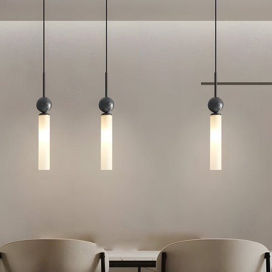 Vertical Marble Cylinder 1-Light Pendant Light