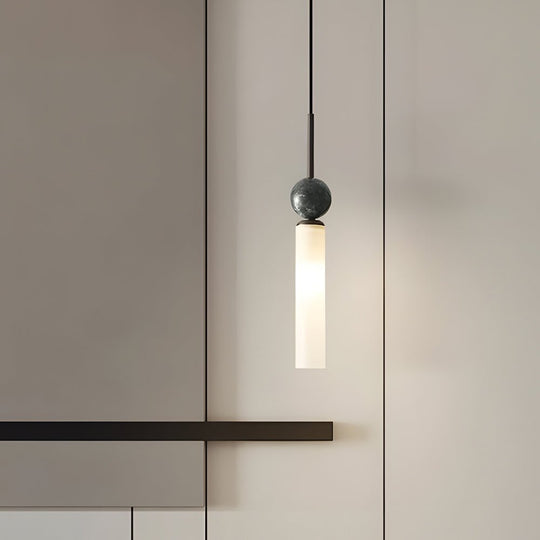 Vertical Marble Cylinder 1-Light Pendant Light