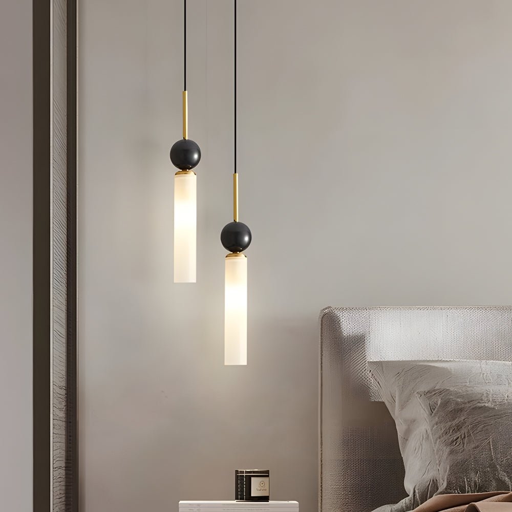 Vertical Marble Cylinder 1-Light Pendant Light