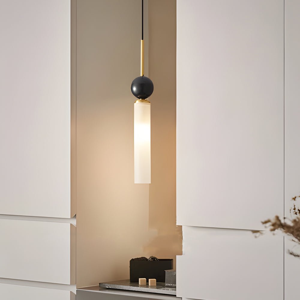 Vertical Marble Cylinder 1-Light Pendant Light