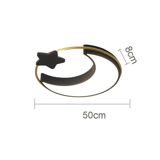 Moon and Star Dimmable Flush Mount LED Kids Bedroom Ceiling Light