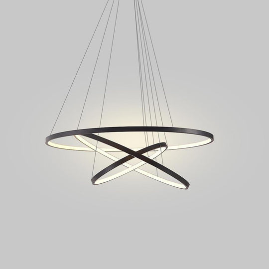 3 Ring Interweaved Circle Design Pendant Lighting Aluminum Acrylic LED Ceiling Light