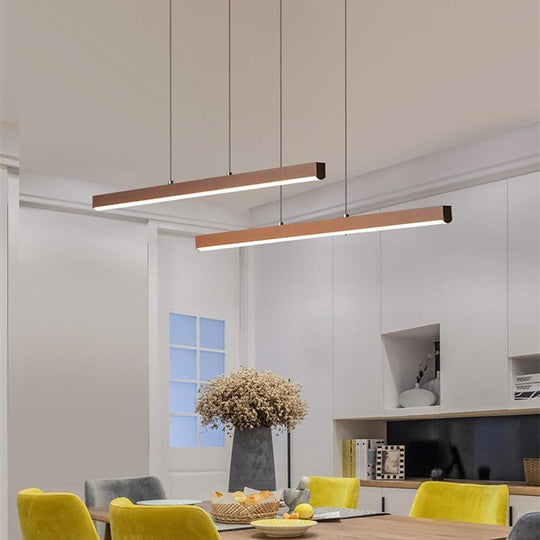 Modern Farmhouse Linear Metal LED Chandelier for Dining Room and Living Room