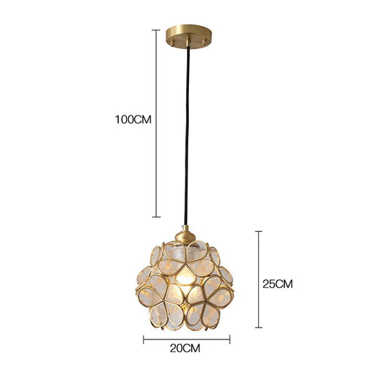 Ornate Flower Island Kitchen Pendant Lighting Copper Crystal Pendant Light