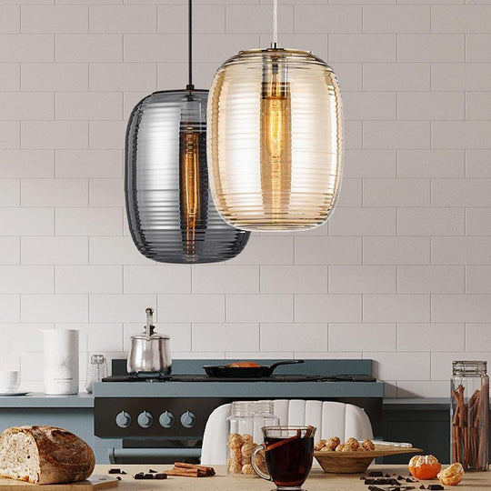 Lantern Shaped Electroplated Glass LED Modern Pendant Light