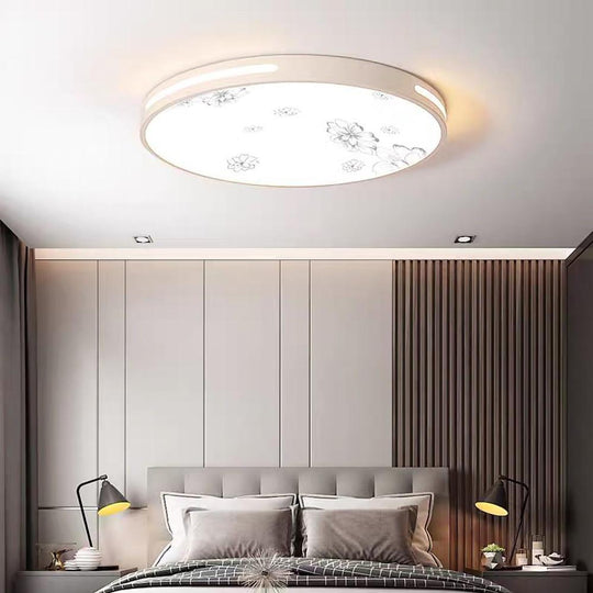 Round Plant Pattern LED Flush Mount Ceiling Light