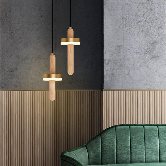 Circle Cylinder LED Gold Nordic Pendant Light
