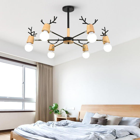 6 Light Antlers Shaped LED Nordic Chandelier Ceiling Light