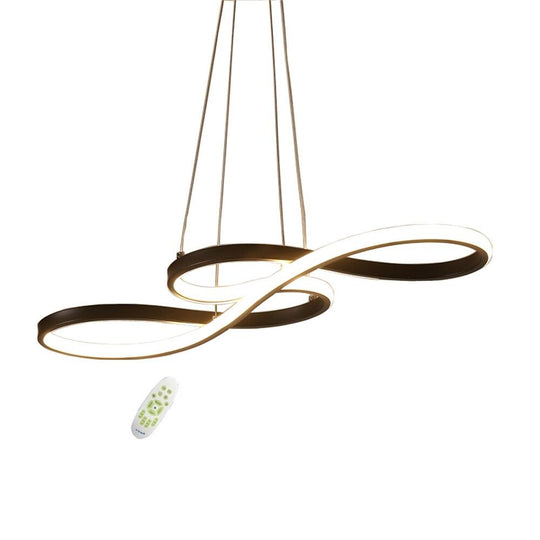 Metal Silica Pendant LED Abstract Curved Strip Chandelier for Dining Room