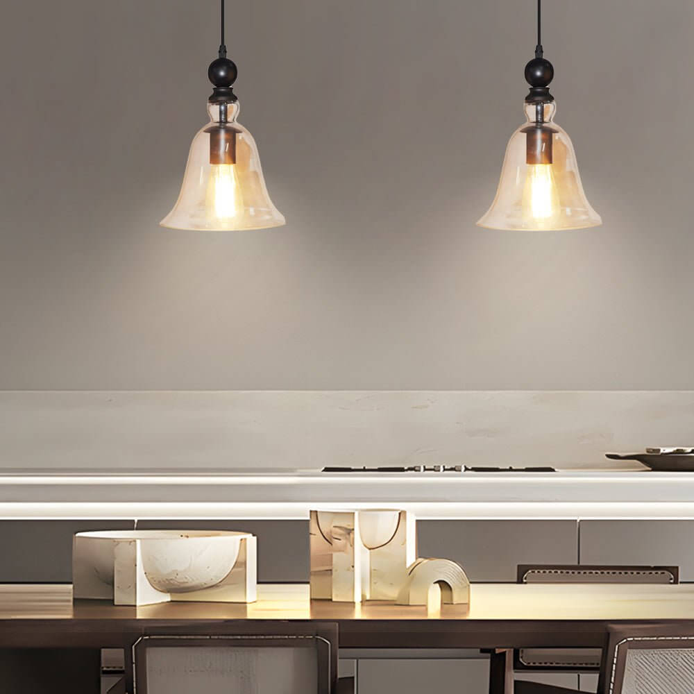 Vintage Chimes-Inspired Iron and Glass Pendant Light