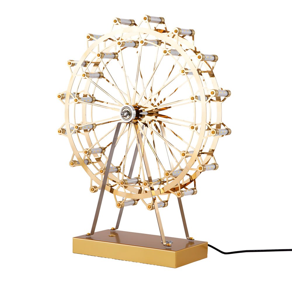 Vintage Ferris Wheel LED Table Lamp with Wooden Base