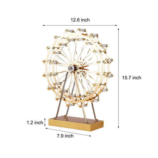 Vintage Ferris Wheel LED Table Lamp with Wooden Base