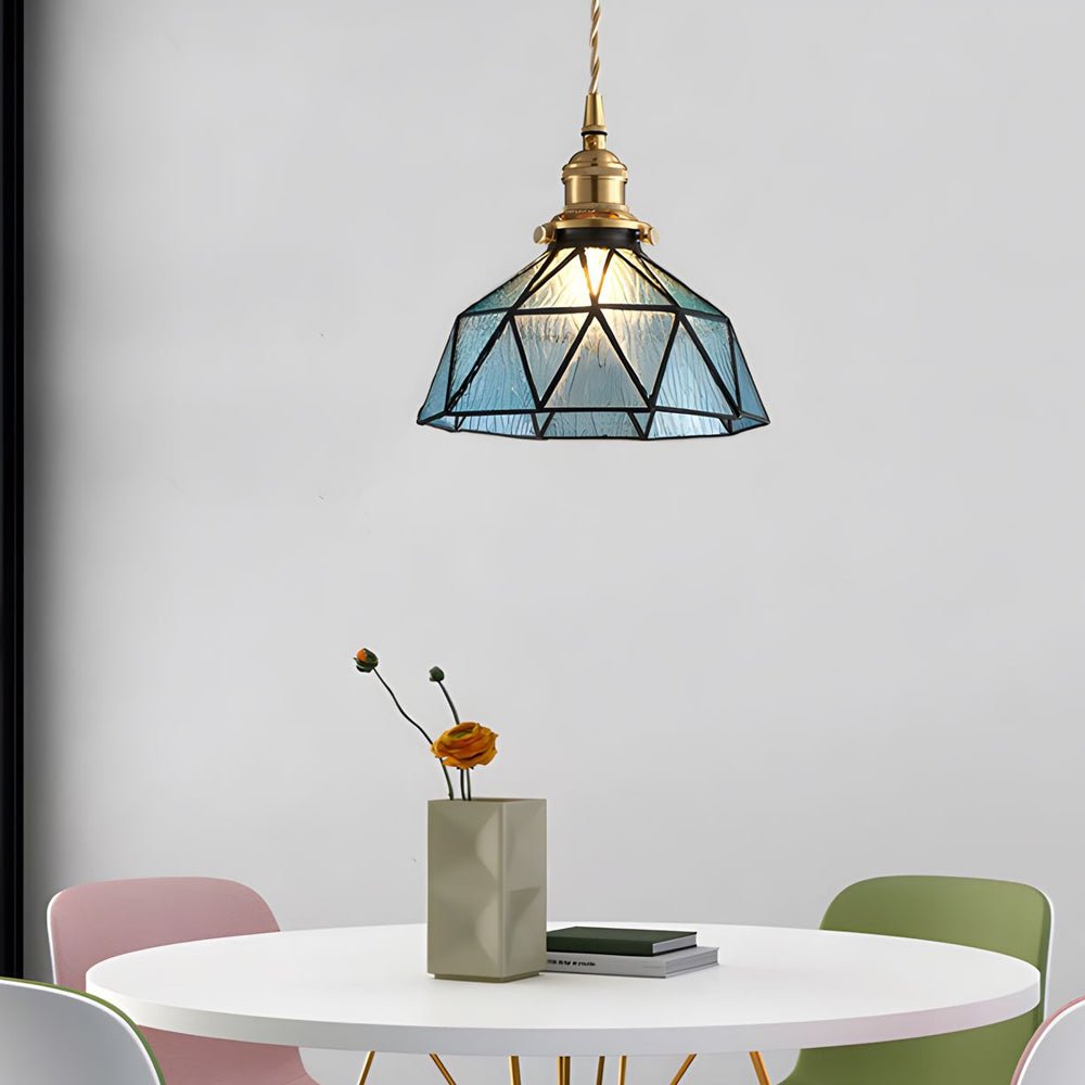 Vintage Stained Glass Pendant Light