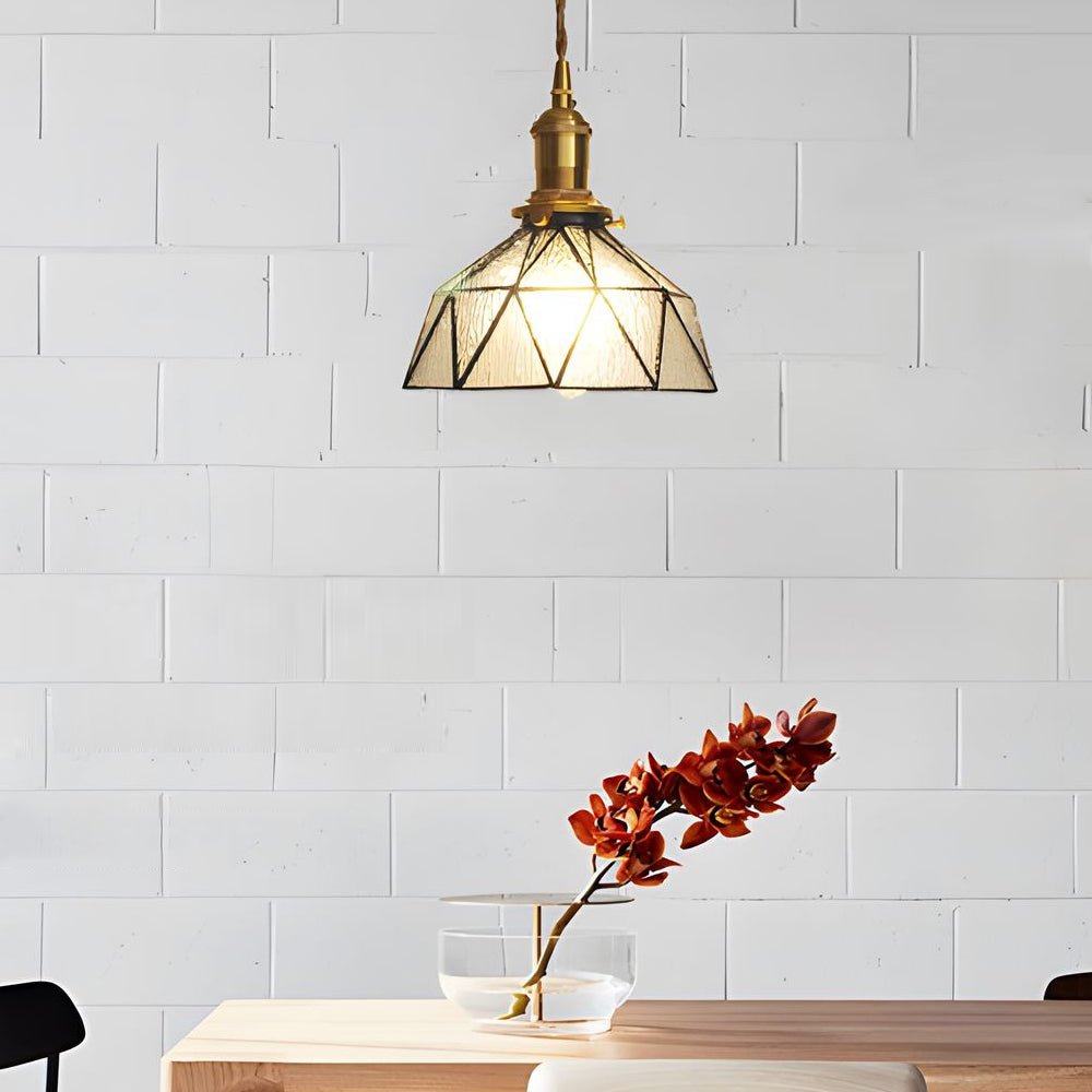 Vintage Stained Glass Pendant Light