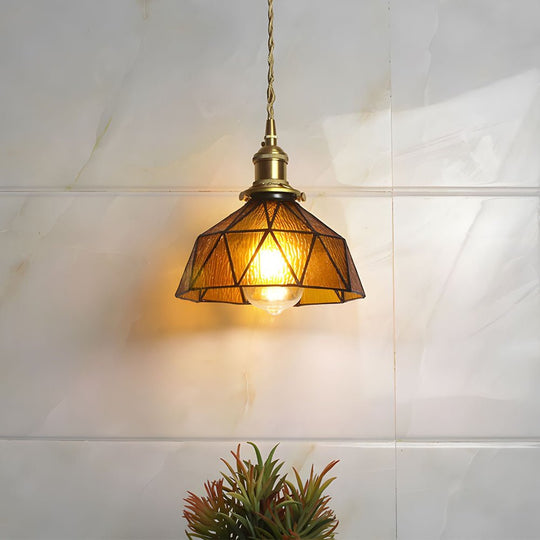 Vintage Stained Glass Pendant Light