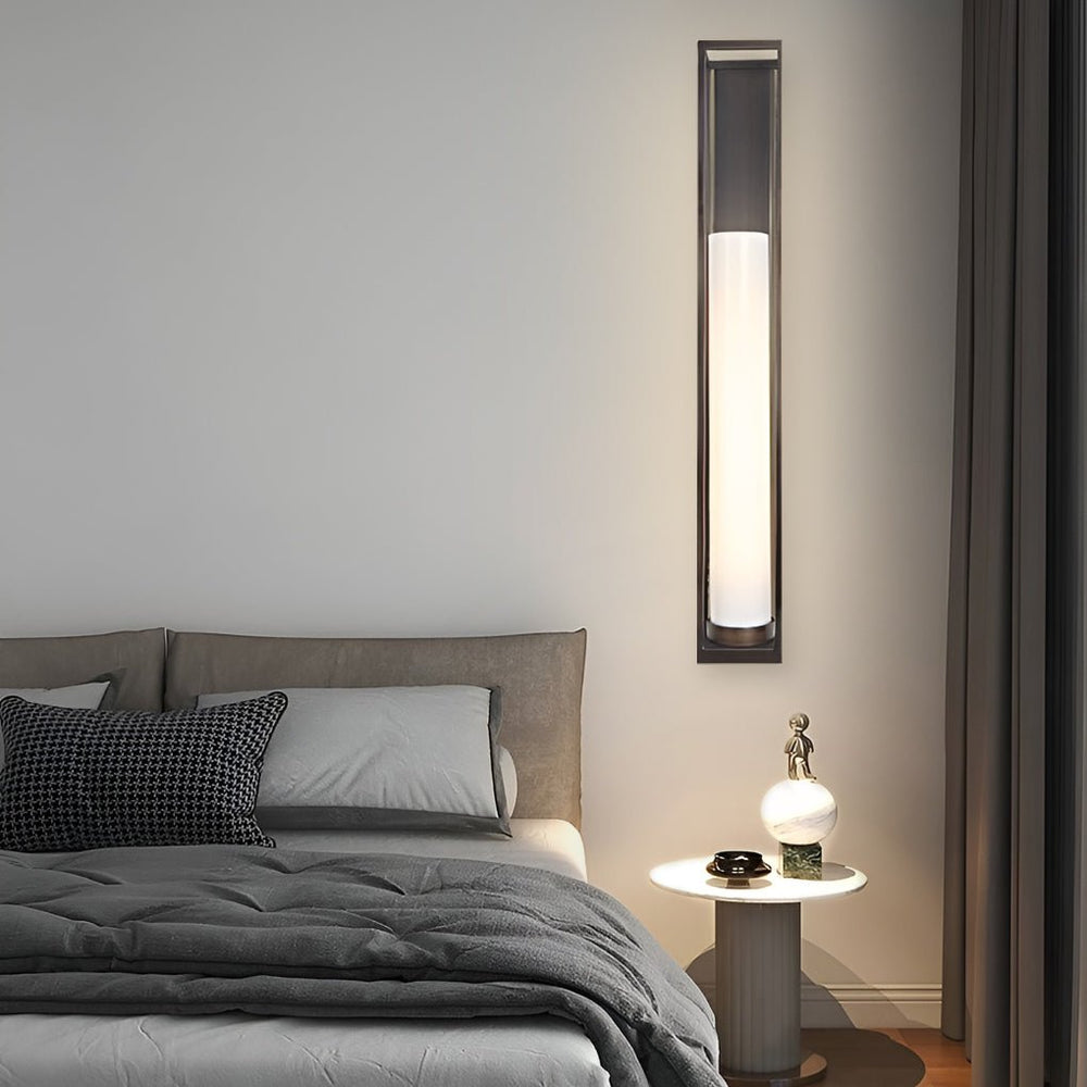 Vintage Geometric Wall Sconce – Metal & White Jade Glass