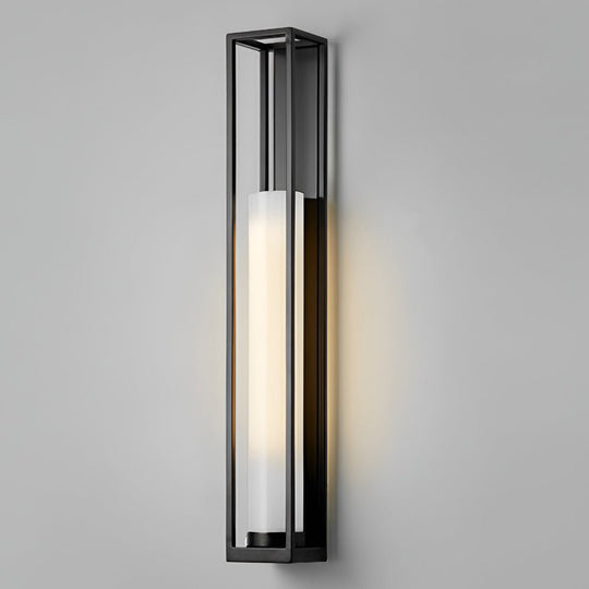 Vintage Geometric Wall Sconce – Metal & White Jade Glass