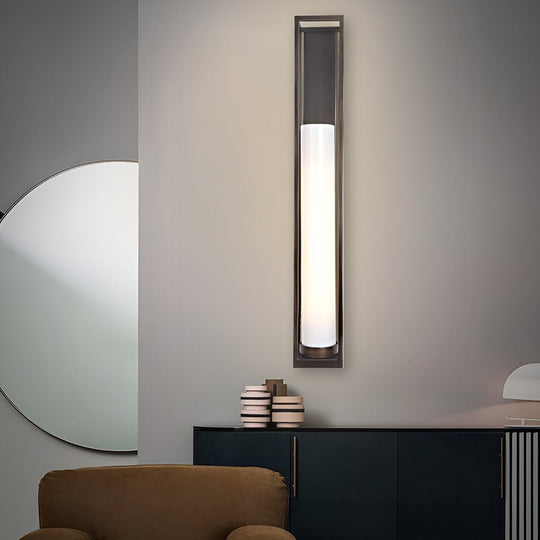 Vintage Geometric Wall Sconce – Metal & White Jade Glass