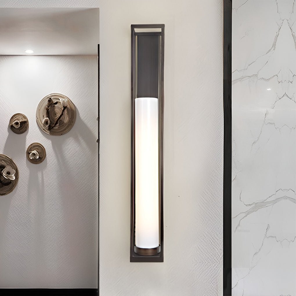Vintage Geometric Wall Sconce – Metal & White Jade Glass