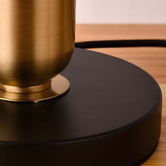 Mid-Century Modern Brass Table Lamp with Fabric Shade
