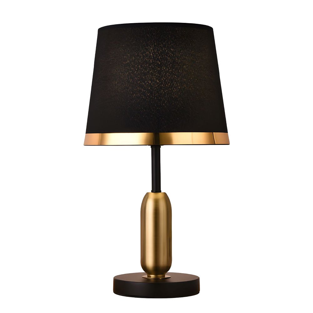 Mid-Century Modern Brass Table Lamp with Fabric Shade