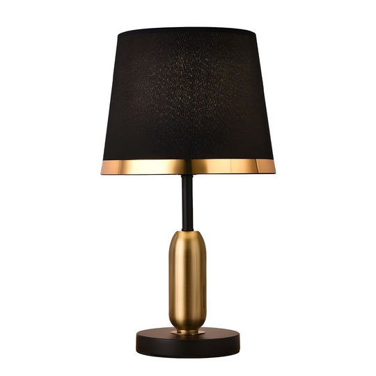 Mid-Century Modern Brass Table Lamp with Fabric Shade