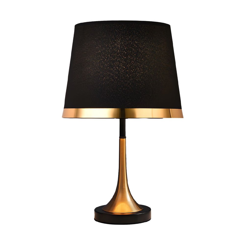 Mid-Century Modern Brass Table Lamp with Fabric Shade
