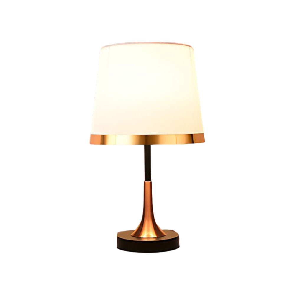 Mid-Century Modern Brass Table Lamp with Fabric Shade