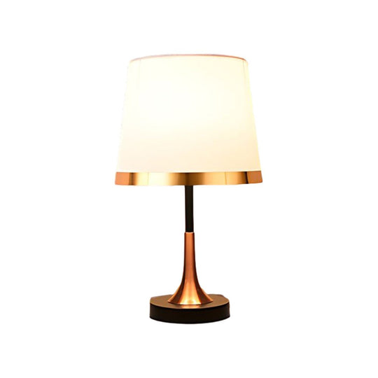 Mid-Century Modern Brass Table Lamp with Fabric Shade