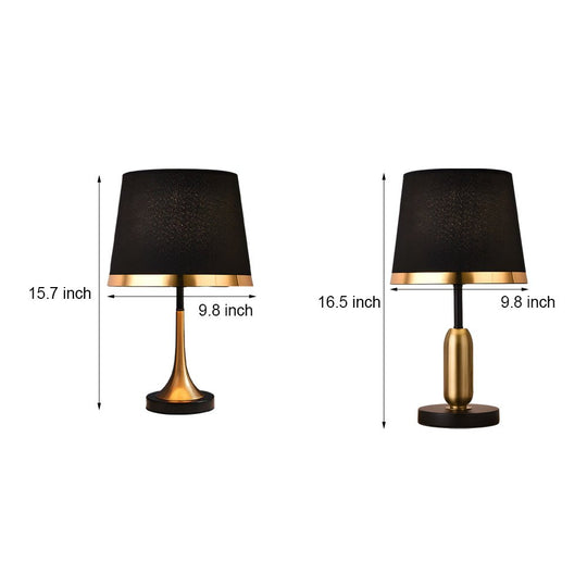 Mid-Century Modern Brass Table Lamp with Fabric Shade