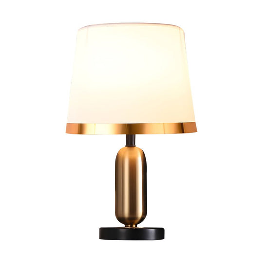 Mid-Century Modern Brass Table Lamp with Fabric Shade