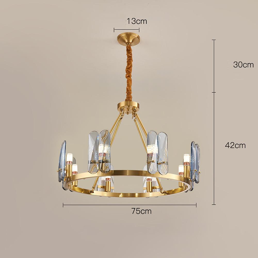 8-Light LED Circular Glass Copper Nordic Chandelier – Ceiling Lights