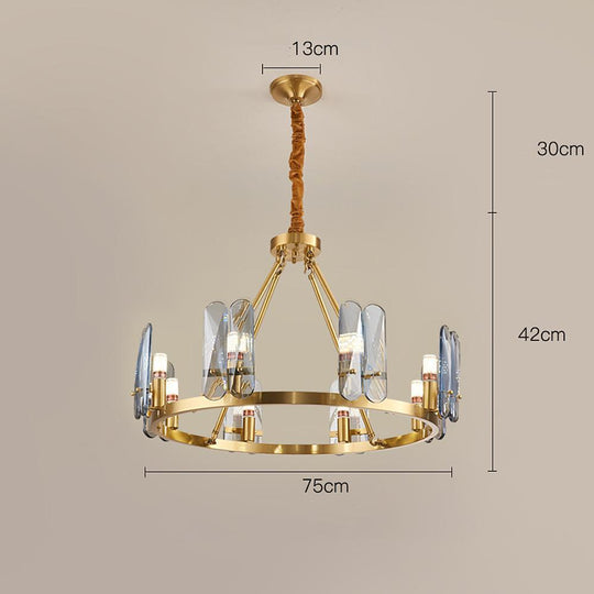 8-Light LED Circular Glass Copper Nordic Chandelier – Ceiling Lights