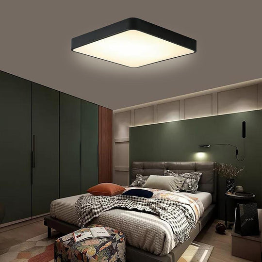 Square Modern LED Flush Mount Ceiling Light – Metal, PVC & Acrylic