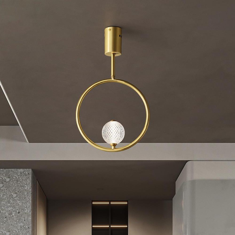 Ring Globe Acrylic Brass Ceiling Light – Modern Nordic LED Flush Mount