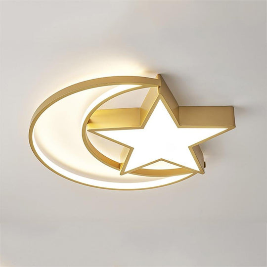 Novelty Moon Star LED Flush Mount Ceiling Light – Kids’ Bedroom