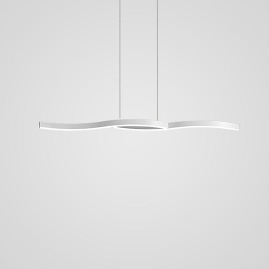 Dual Wave Metal & PVC Island Dining Chandelier – 2-Light LED