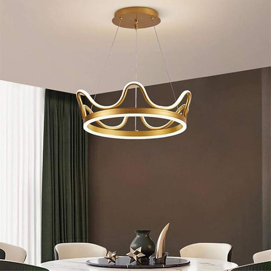 Dimmable LED Ring Chandelier Crown Design Modern Aluminum and Acrylic Pendant Light