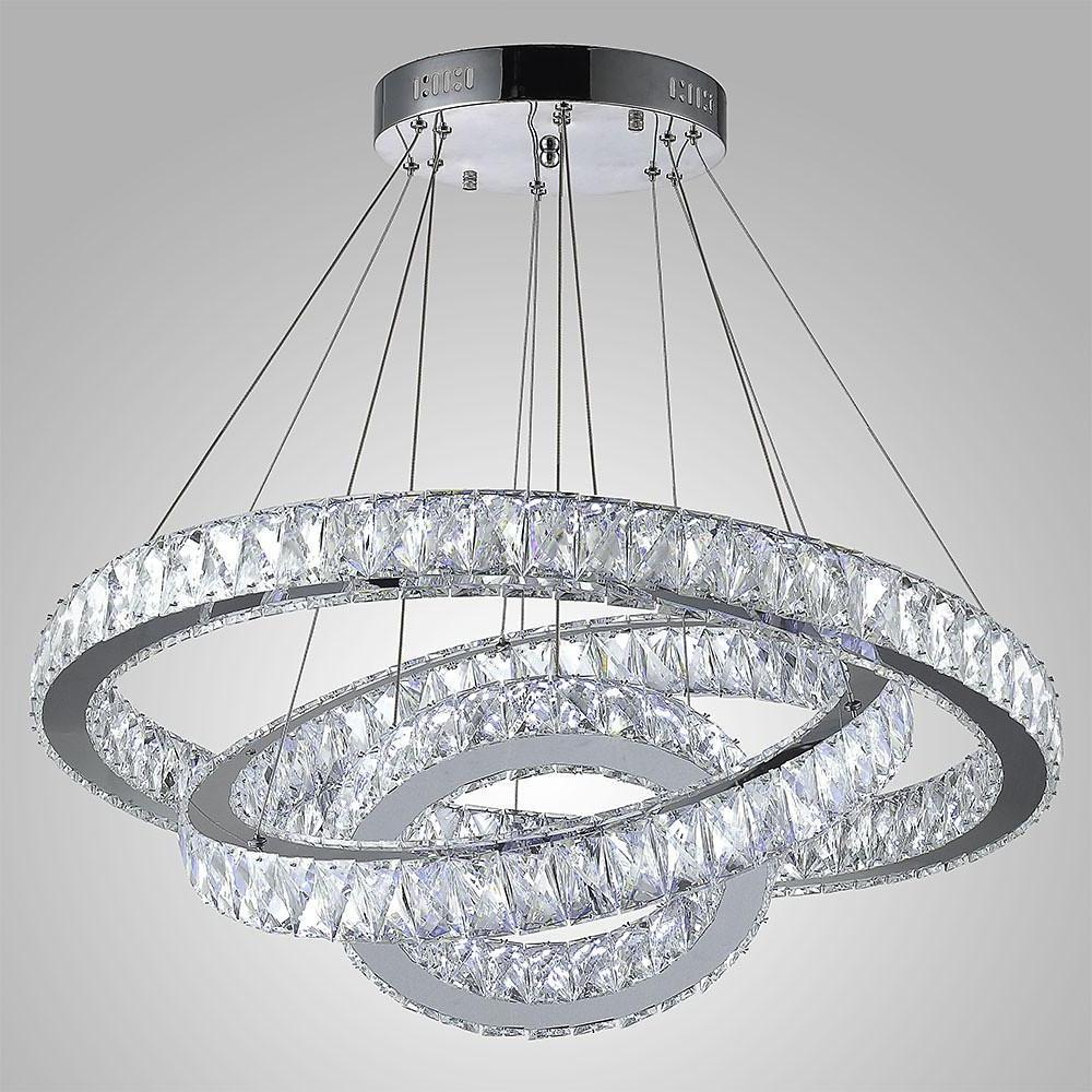 Interwoven Circle Crystal LED Chandelier with Dimmable Rings