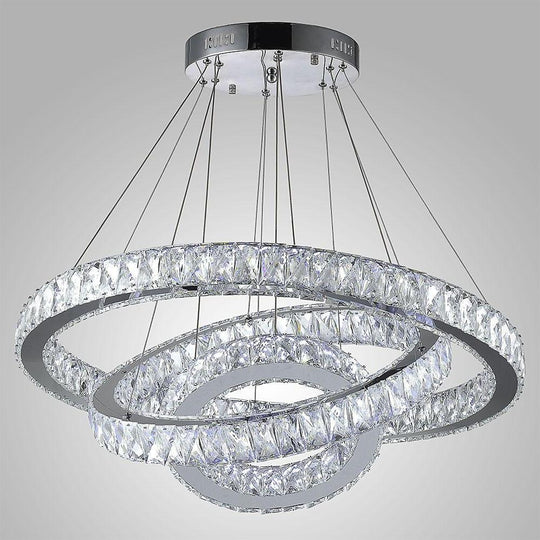 Interwoven Circle Crystal LED Chandelier with Dimmable Rings
