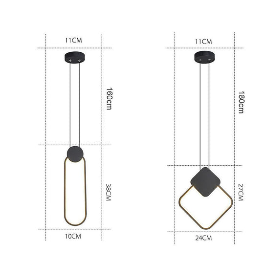 Geometric LED Black Modern Pendant Light