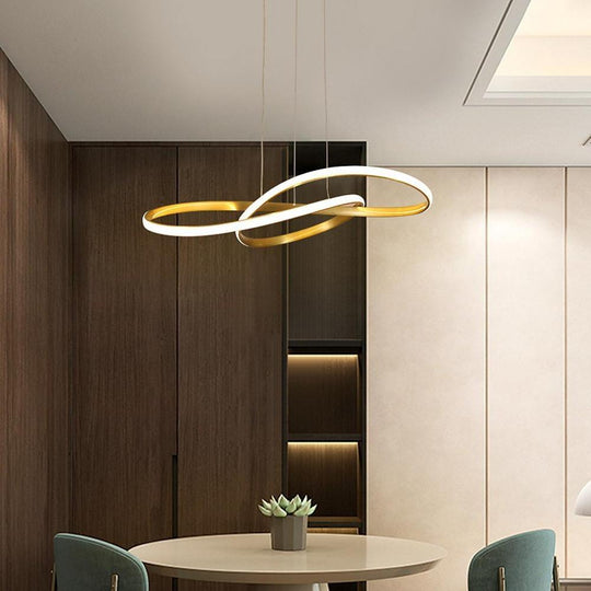 Interweaved Wave LED Gold Modern Hanging Lamp Island Pendant Light