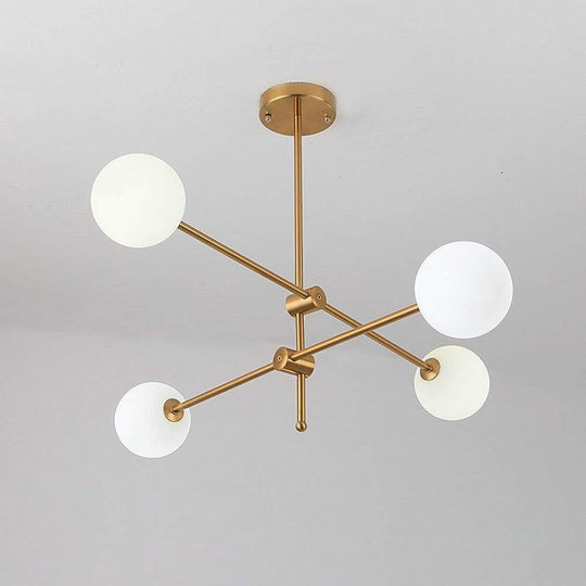 Geometrical Gold Sputnik 4-Light LED Chandelier