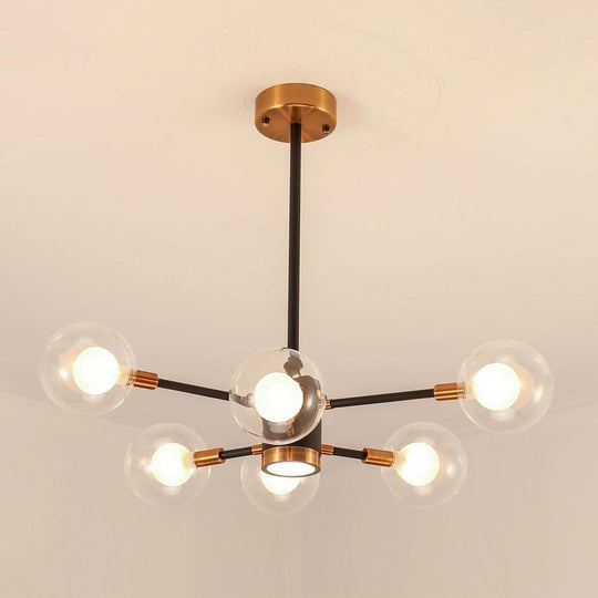 6-Light LED Glass & Metal Modern Chandelier for Kitchen Island Lighting