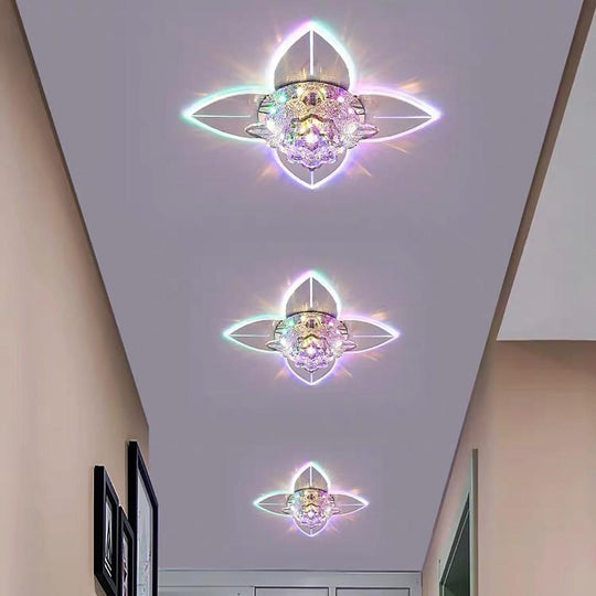 4-Pointed Classic Star LED Multi-Color Crystal Modern Flush Mount Ceiling Light