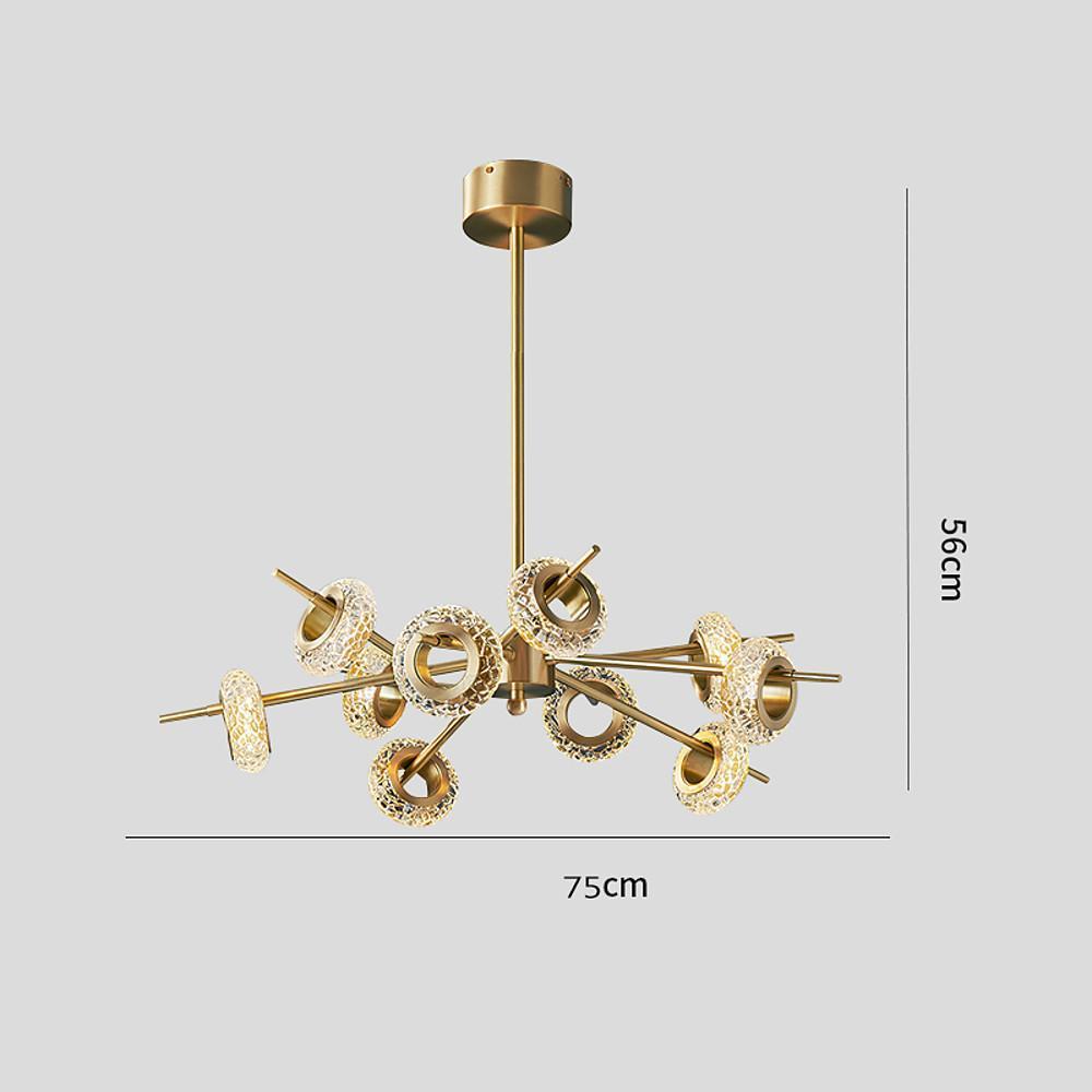 Modern Gold Sputnik Chandelier with Copper and Glass Accents