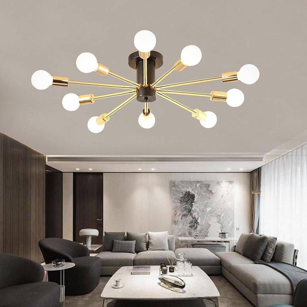 Industrial Sputnik Geometric Gold LED Chandelier