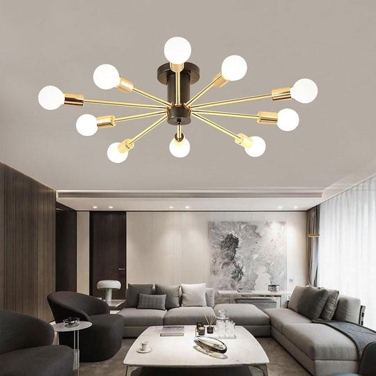 Industrial Sputnik Geometric Gold LED Chandelier