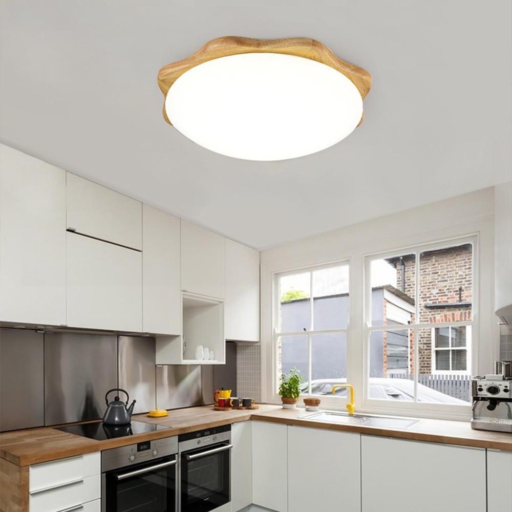 Circles Waves Minimalist Flush Mount LED Wood Ceiling Light