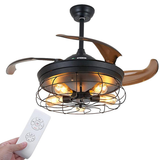 Farmhouse Style 3 Blade Retractable Ceiling Fan with LED Light